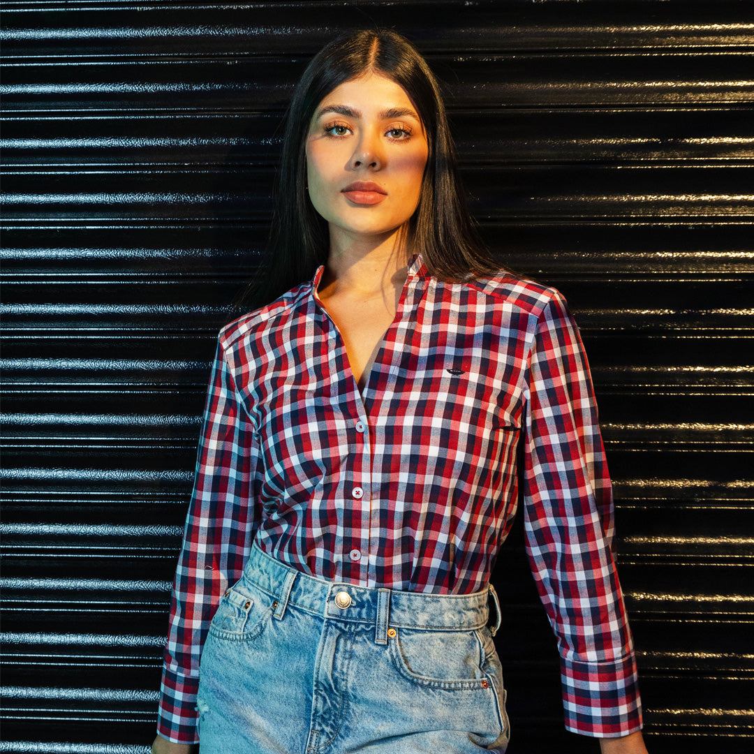 Cuadros Mujer Camisa De Cuadros Roja Con Azul Cuadros Vichy Camisa