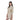 Vestido Camisero Dama Manga 3/4 Beige Cuello Contraste Elegante
