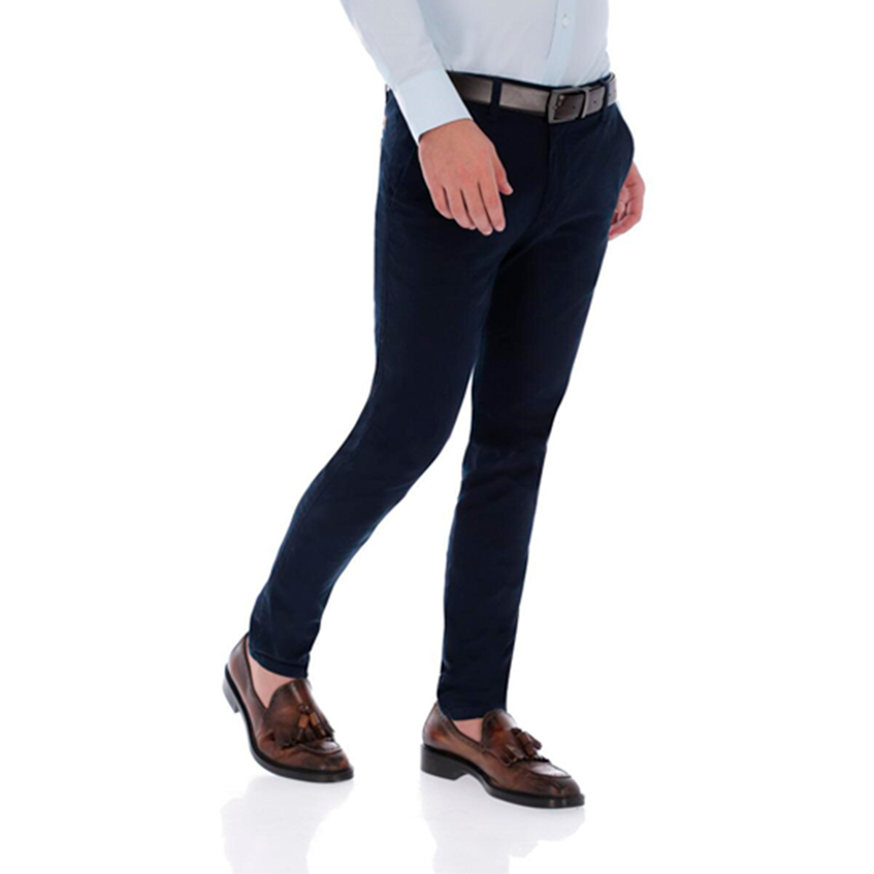 Pantalon Casual Pantalón De Gabardina Azul Marino Azul Pantalón